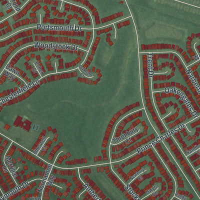 Close-up of the map of Holiday Heights, New Jersey print showing street and building detail