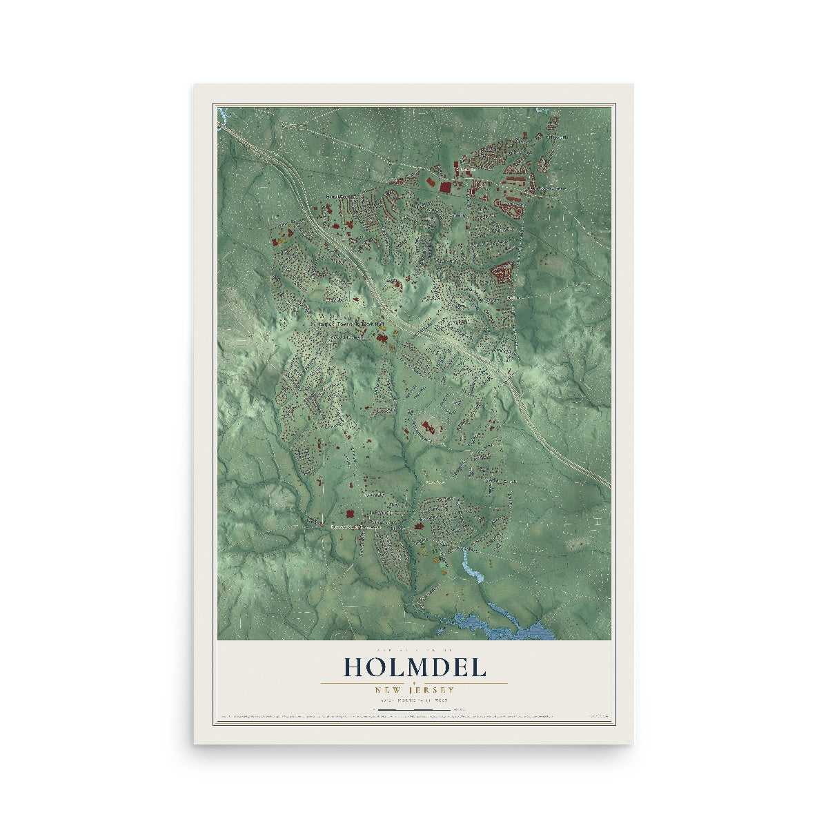 Holmdel, New Jersey map print, 12" x 18" Archival Matte Print mockup