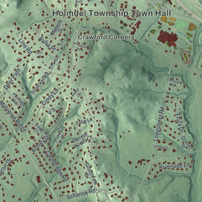 Close-up 2 of the Holmdel, New Jersey map artwork