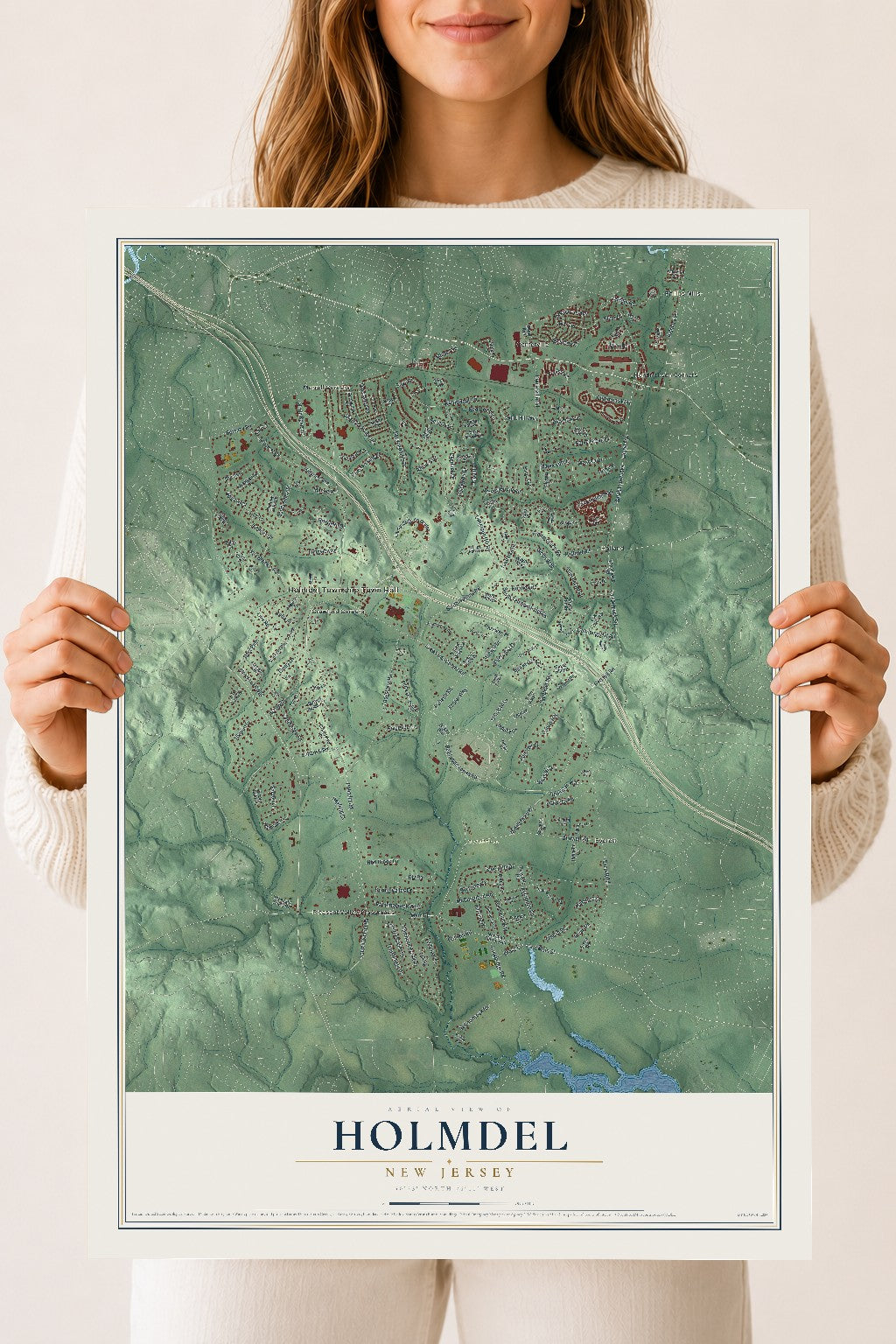 Holmdel, New Jersey map print, 18" x 24" Archival Matte Print mockup
