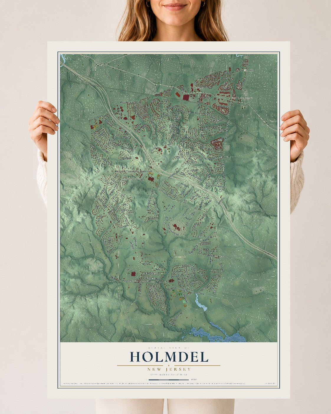 Holmdel, New Jersey map print, 24" x 36" Archival Matte Print mockup
