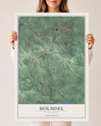 Holmdel, New Jersey map print, 24" x 36" Archival Matte Print mockup