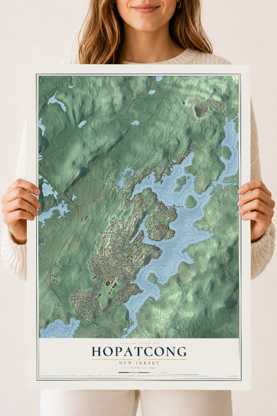 Hopatcong, New Jersey map print, 18" x 24" Archival Matte Print mockup