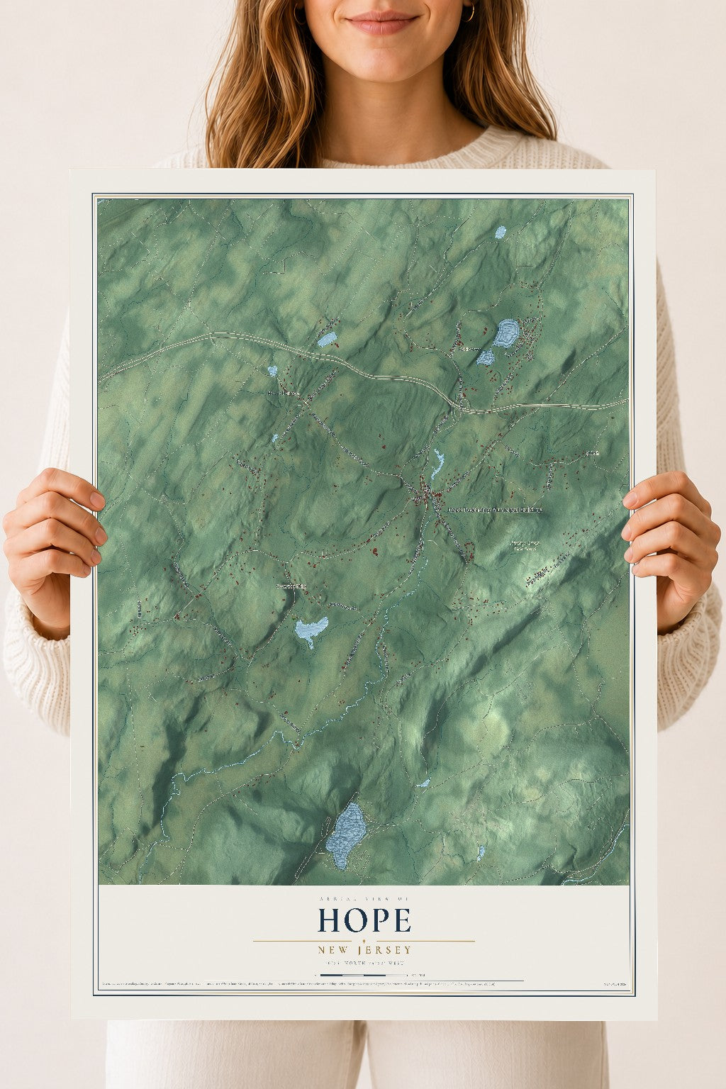 Hope, New Jersey map print, 18" x 24" Archival Matte Print mockup