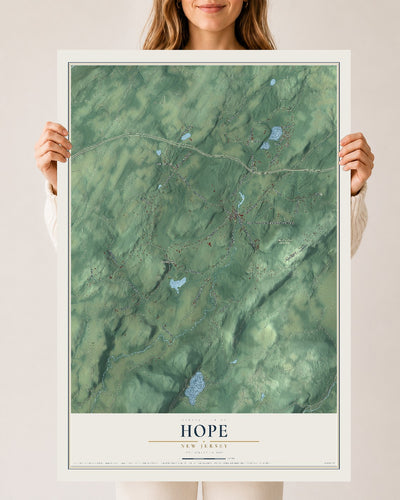 Hope, New Jersey map print, 24" x 36" Archival Matte Print mockup