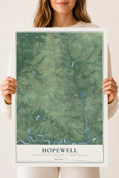 Hopewell, New Jersey map print, 18" x 24" Archival Matte Print mockup