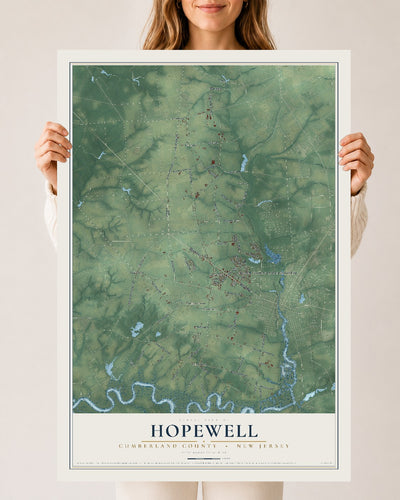 Hopewell, New Jersey map print, 24" x 36" Archival Matte Print mockup