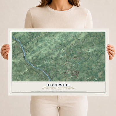 Hopewell, New Jersey map print, 12" x 18" Archival Matte Print mockup