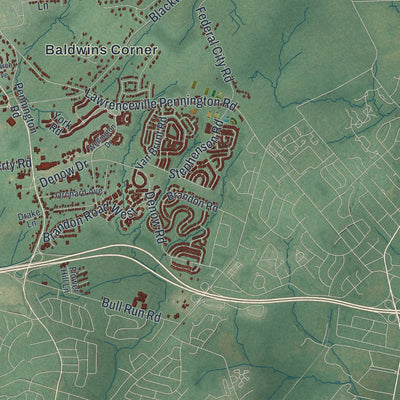 Close-up 1 of the Hopewell, New Jersey map artwork