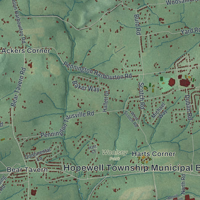 Close-up 2 of the Hopewell, New Jersey map artwork