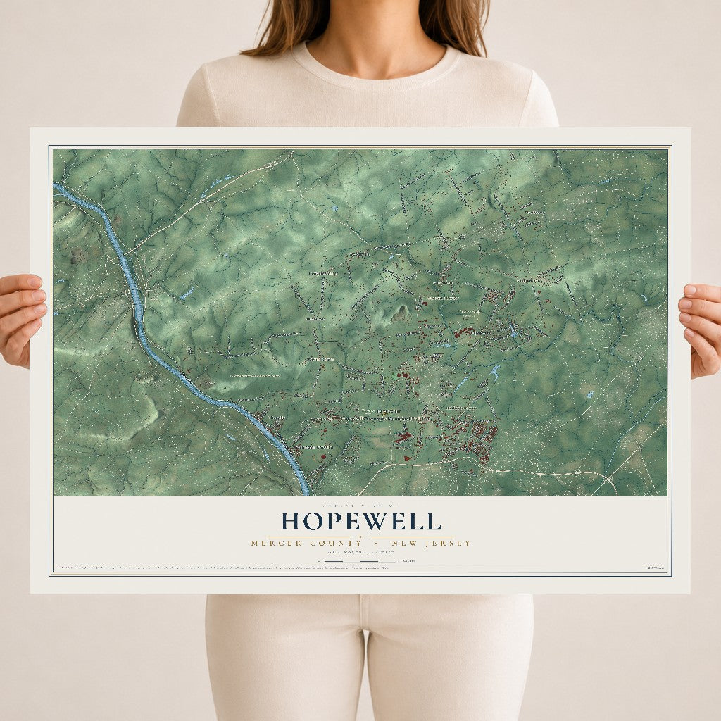 Hopewell, New Jersey map print, 18" x 24" Archival Matte Print mockup