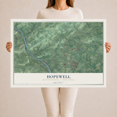 Hopewell, New Jersey map print, 24" x 36" Archival Matte Print mockup