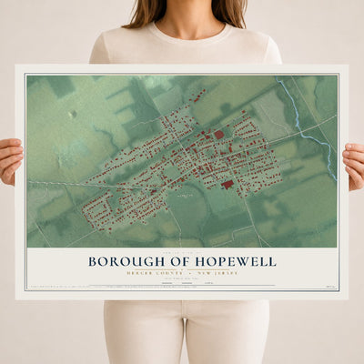 Borough of Hopewell, New Jersey map print, 18" x 24" Archival Matte Print mockup