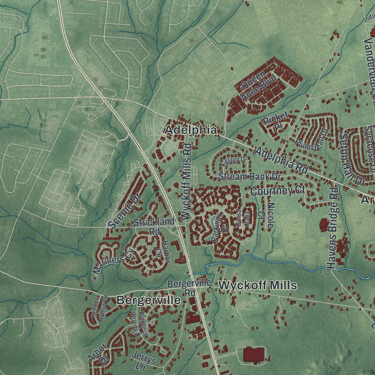 Close-up 2 of the Howell, New Jersey map artwork