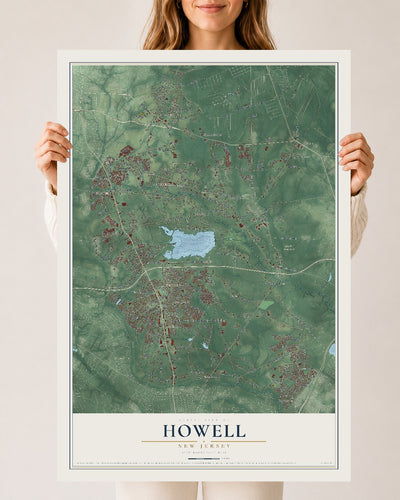 Howell, New Jersey map print, 24" x 36" Archival Matte Print mockup