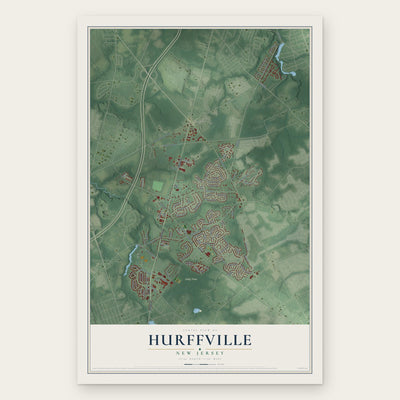 Hurffville, New Jersey map print, the full design