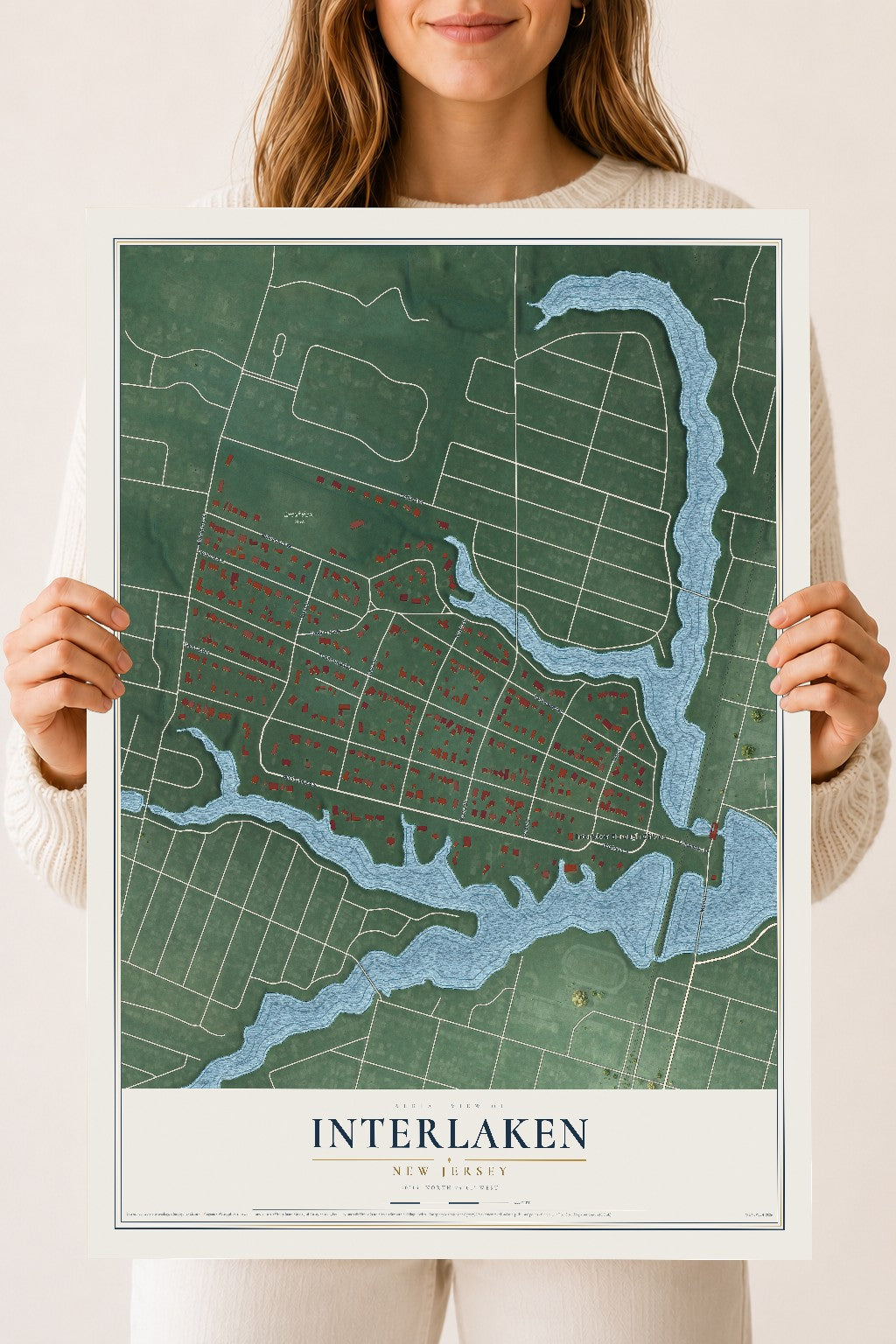 Interlaken, New Jersey map print, 18" x 24" Archival Matte Print mockup