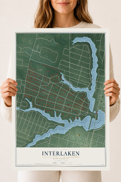 Interlaken, New Jersey map print, 18" x 24" Archival Matte Print mockup