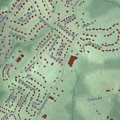 Close-up of the map of Ironia, New Jersey print showing street and building detail