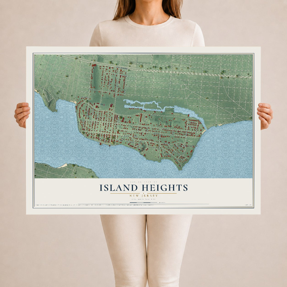 Island Heights, New Jersey map print, 24" x 36" Archival Matte Print mockup