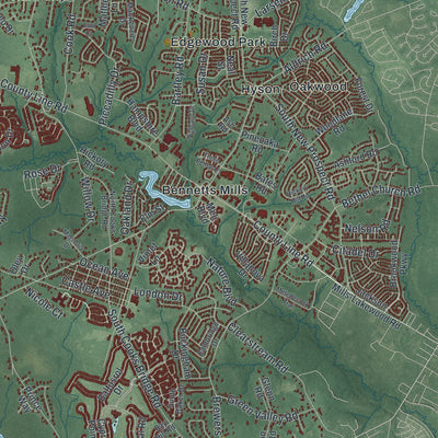 Close-up 1 of the Jackson, New Jersey map artwork