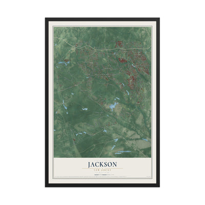 Jackson, New Jersey map print, 12" x 18" W/ Black Ayous Wood Frame mockup
