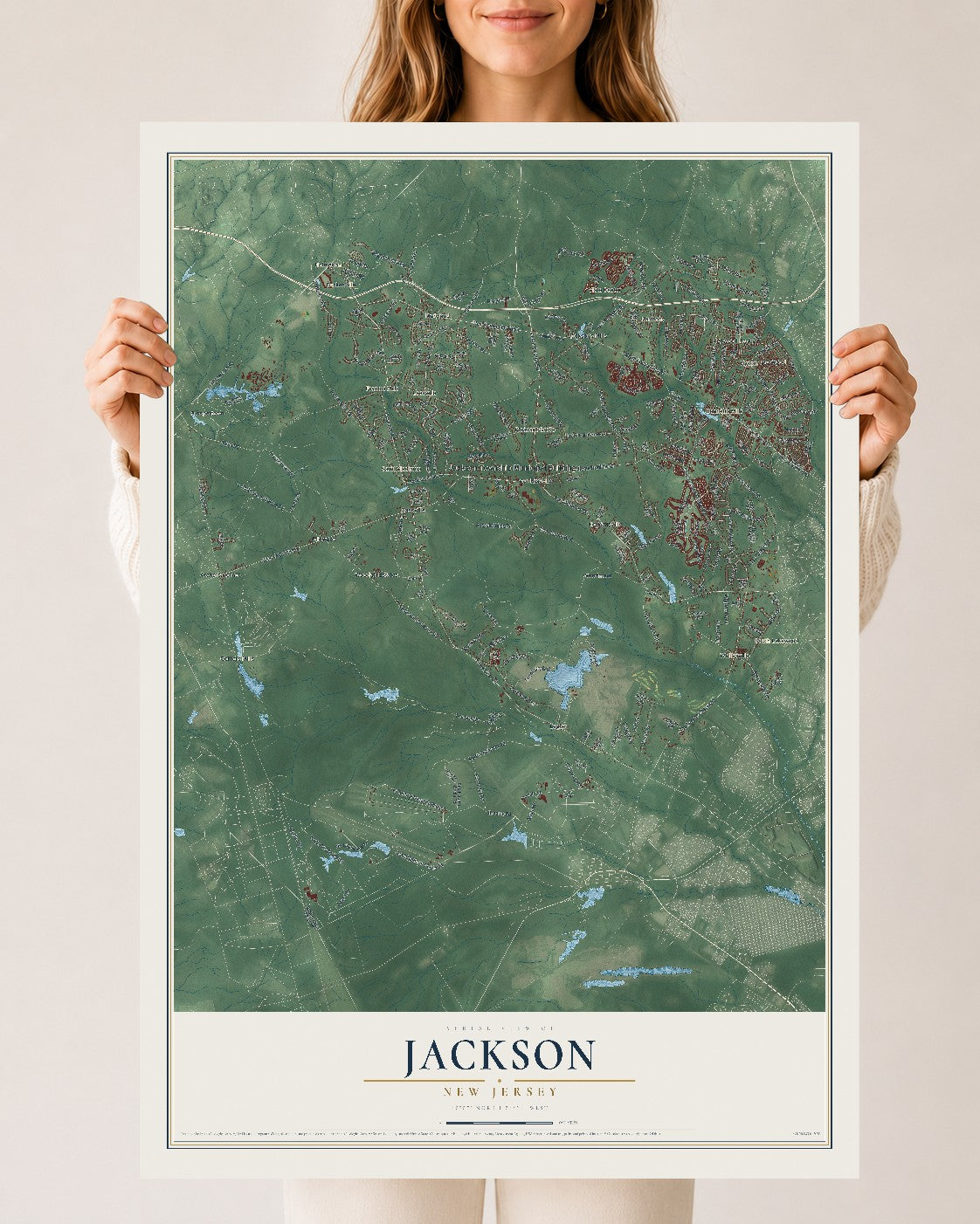 Jackson, New Jersey map print, 24" x 36" Archival Matte Print mockup
