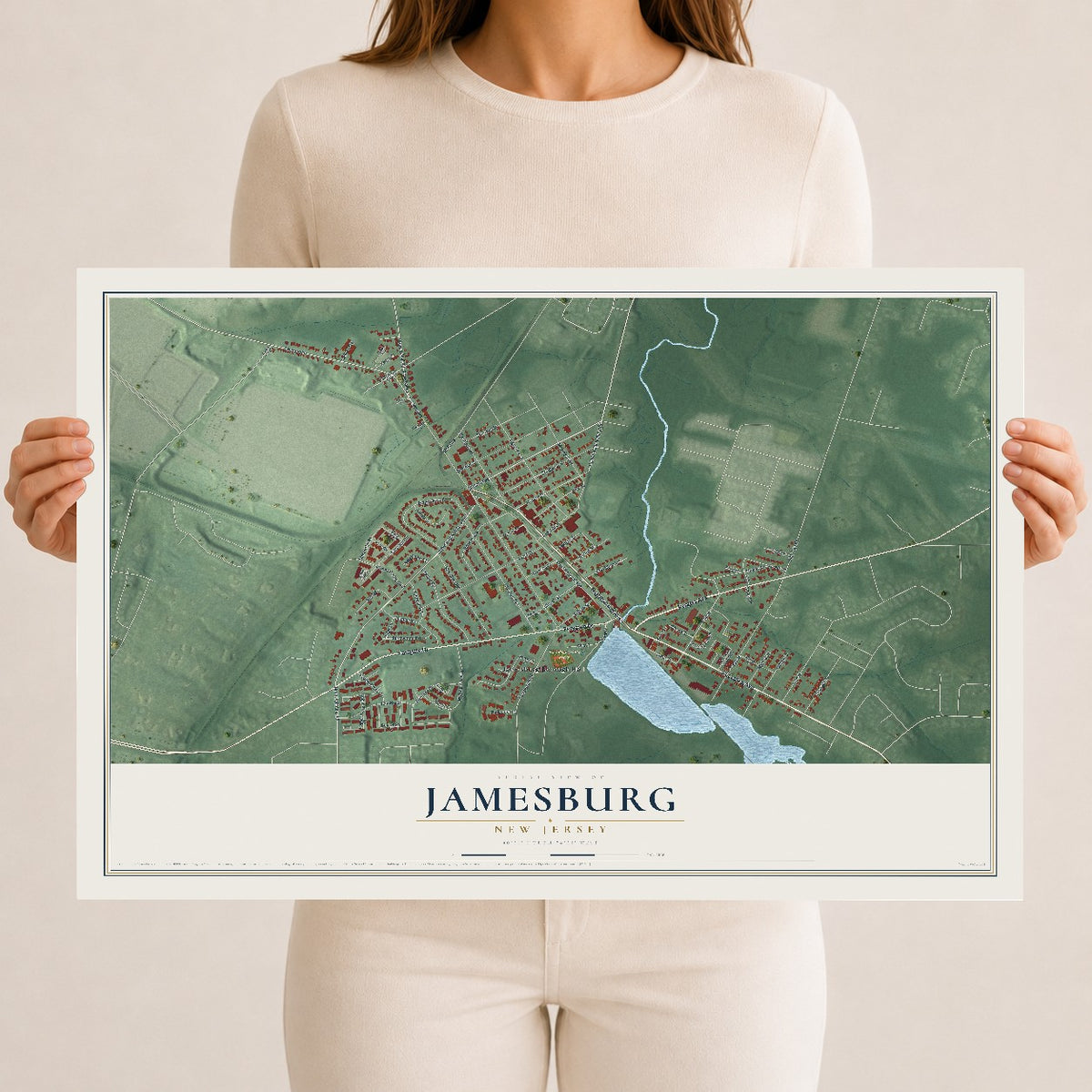 Jamesburg, New Jersey map print, 12" x 18" Archival Matte Print mockup