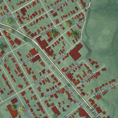 Close-up 1 of the Jamesburg, New Jersey map artwork