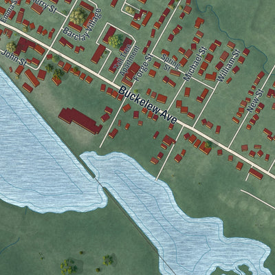 Close-up 2 of the Jamesburg, New Jersey map artwork