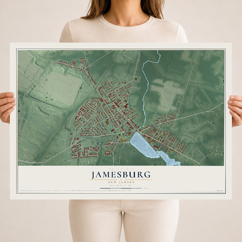 Jamesburg, New Jersey map print, 18" x 24" Archival Matte Print mockup