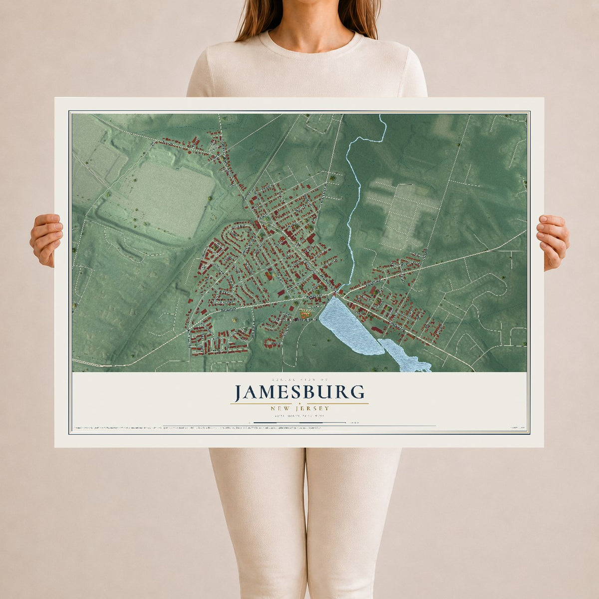 Jamesburg, New Jersey map print, 24" x 36" Archival Matte Print mockup