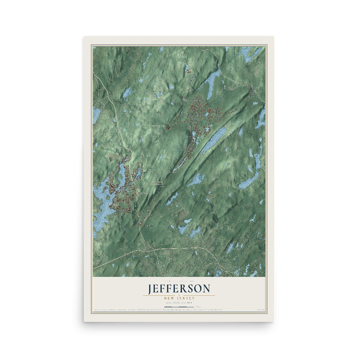 Jefferson, New Jersey map print, 12" x 18" Archival Matte Print mockup