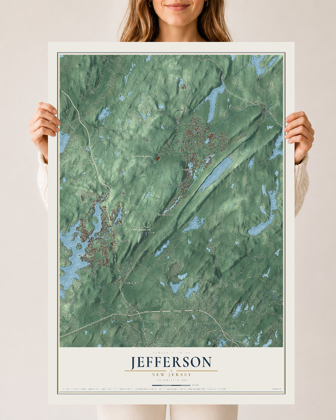 Jefferson, New Jersey map print, 24" x 36" Archival Matte Print mockup