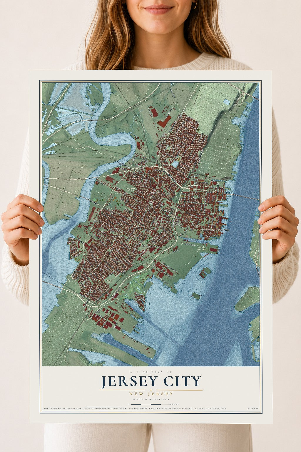 Jersey City, New Jersey map print, 18" x 24" Archival Matte Print mockup