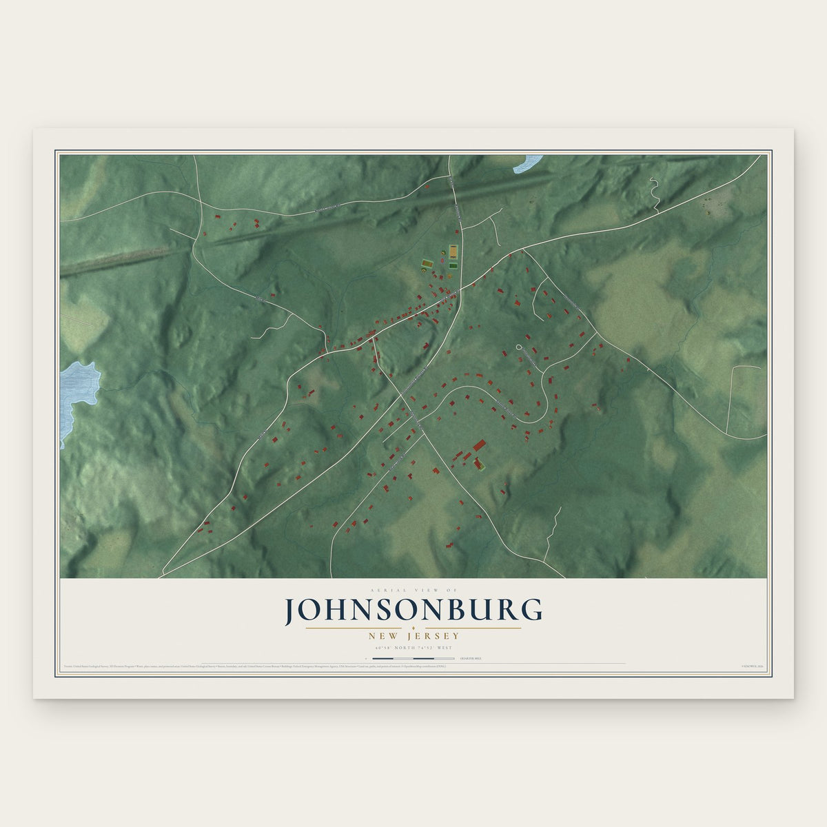 Johnsonburg, New Jersey map print, the full design