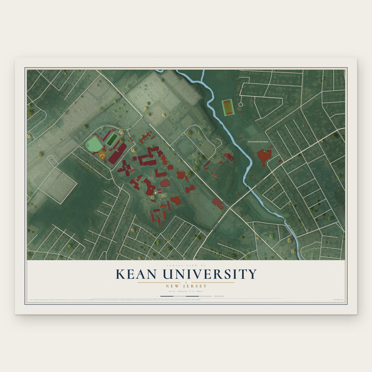 Kean University, New Jersey map print, the full design