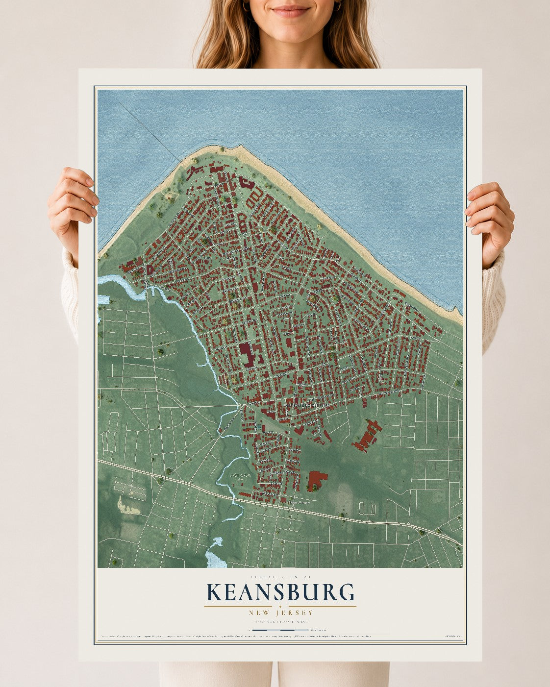 Keansburg, New Jersey map print, 24" x 36" Archival Matte Print mockup
