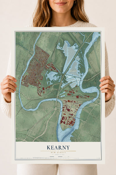 Kearny, New Jersey map print, 18" x 24" Archival Matte Print mockup
