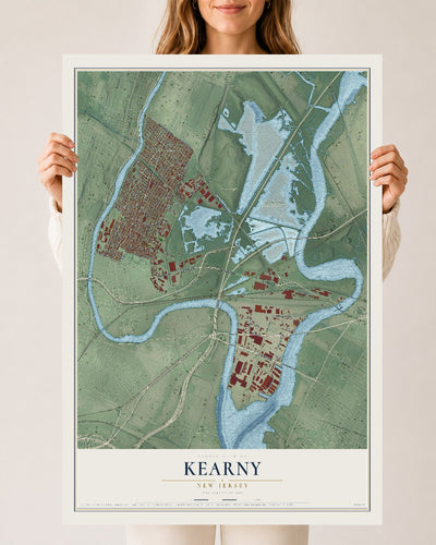 Kearny, New Jersey map print, 24" x 36" Archival Matte Print mockup