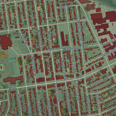 Close-up 1 of the Kenilworth, New Jersey map artwork