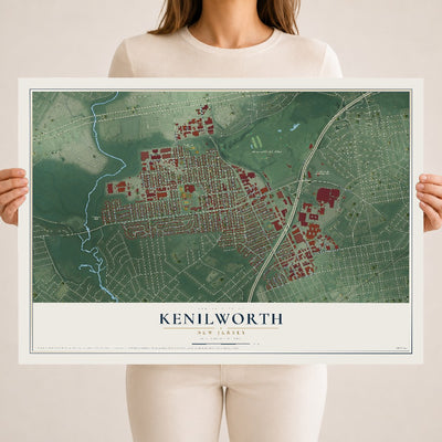 Kenilworth, New Jersey map print, 18" x 24" Archival Matte Print mockup