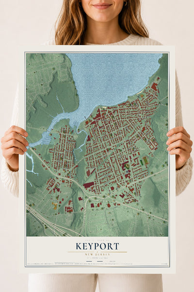 Keyport, New Jersey map print, 18" x 24" Archival Matte Print mockup