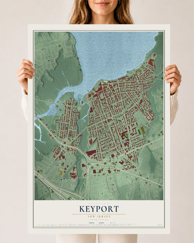 Keyport, New Jersey map print, 24" x 36" Archival Matte Print mockup