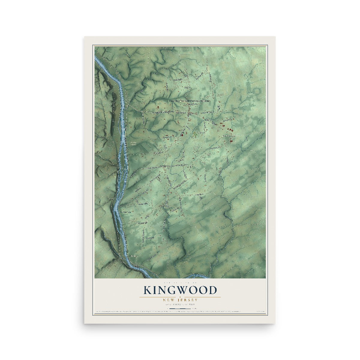Kingwood, New Jersey map print, 12" x 18" Archival Matte Print mockup