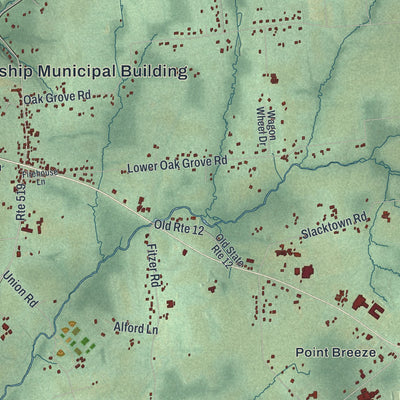 Close-up 1 of the Kingwood, New Jersey map artwork
