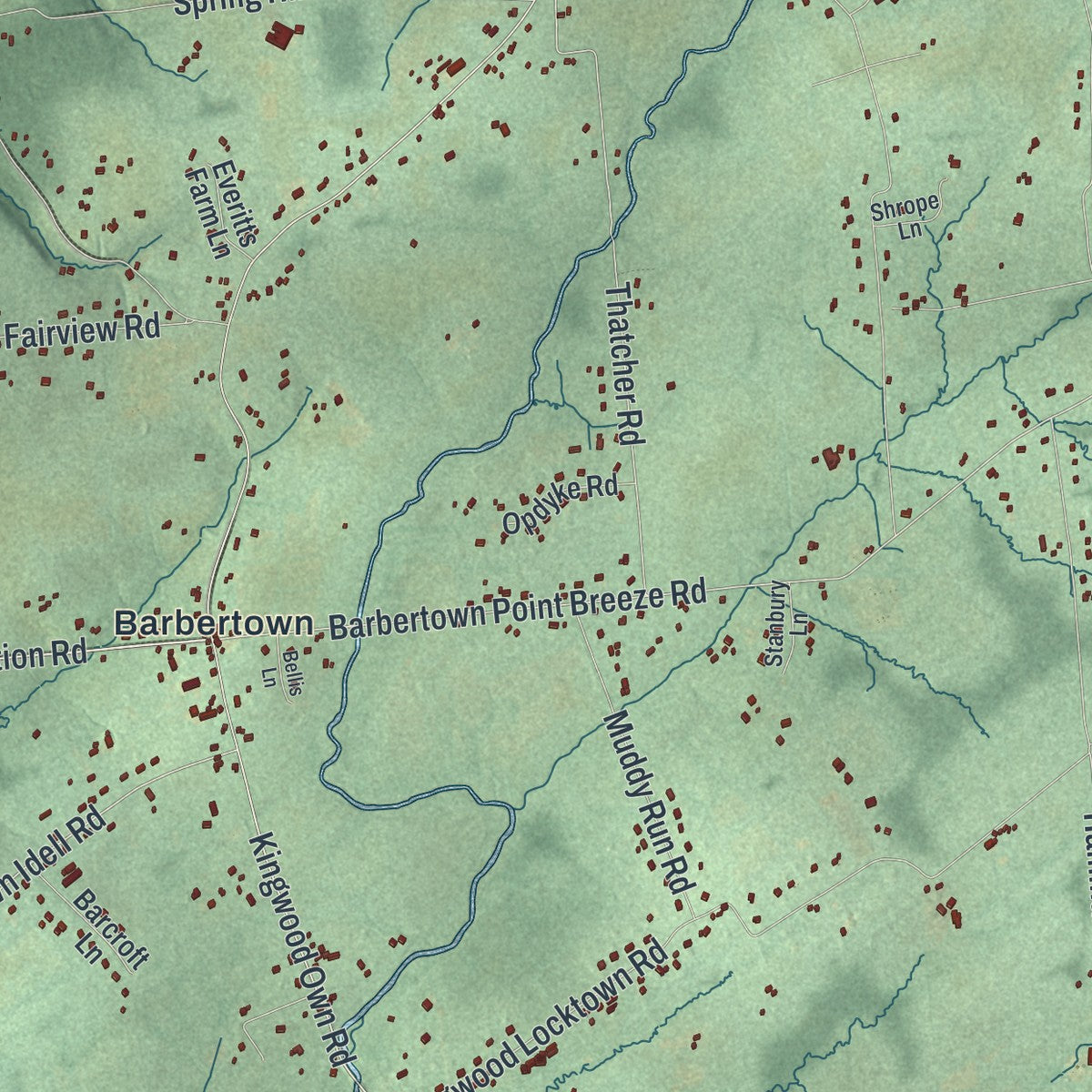 Close-up 2 of the Kingwood, New Jersey map artwork