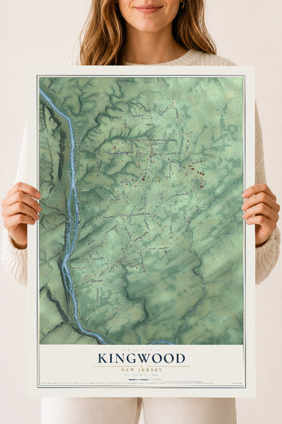 Kingwood, New Jersey map print, 18" x 24" Archival Matte Print mockup