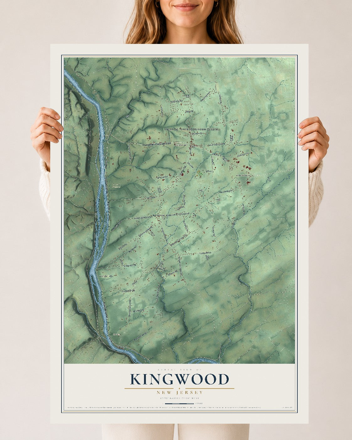 Kingwood, New Jersey map print, 24" x 36" Archival Matte Print mockup