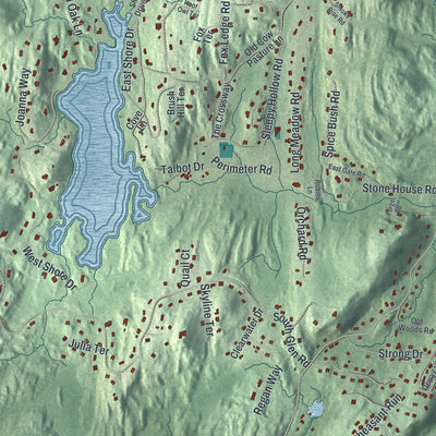 Close-up 1 of the Kinnelon, New Jersey map artwork